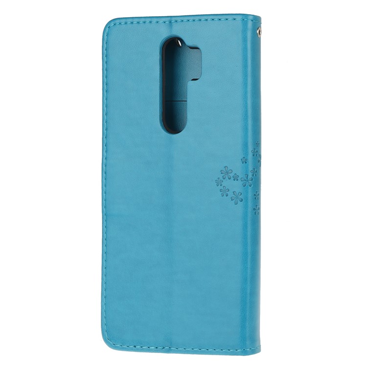 Empreinte Fabrication Arbre Portefeuille Magnétique PU Couverture de Cuir PU Pour Xiaomi Redmi Note 8 Pro - Bleu