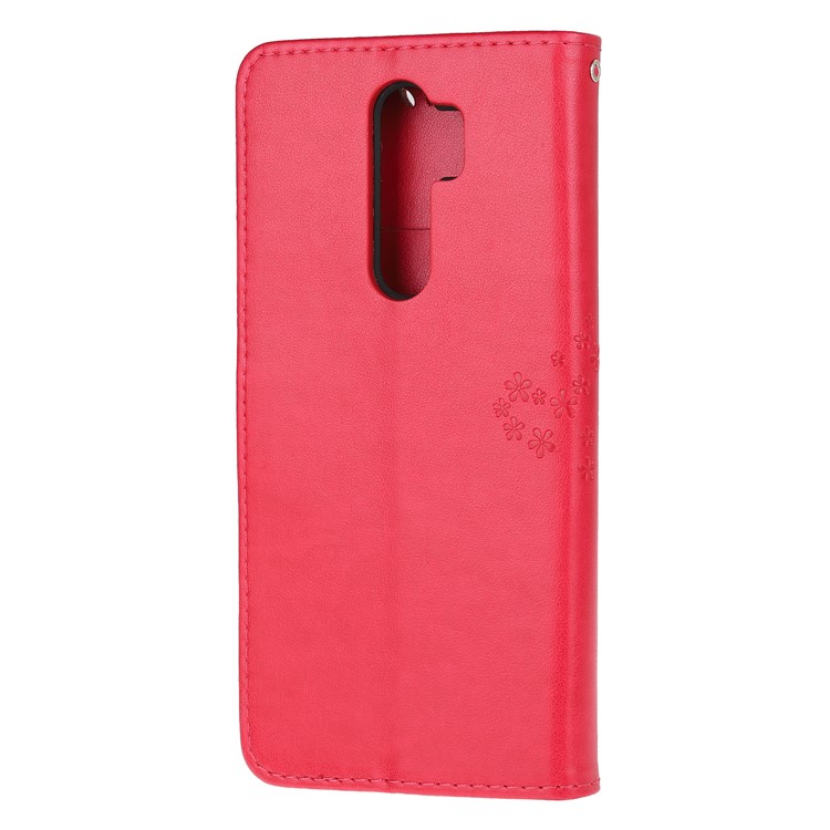 Imprint Workmanship Tree Owl Magnetic Wallet PU Leather Cover for Xiaomi Redmi Note 8 Pro - Rose-3