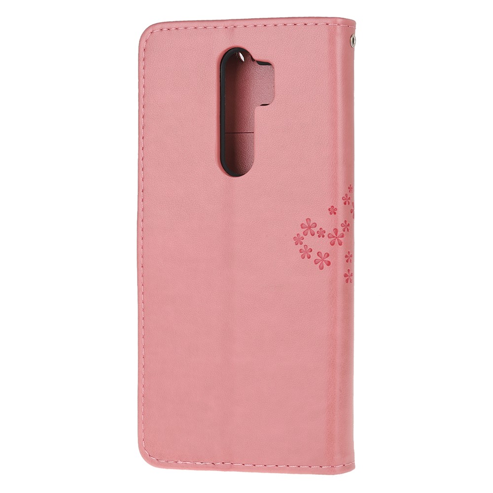 Imprint Workmanship Tree Owl Magnetic Wallet PU Leather Cover for Xiaomi Redmi Note 8 Pro - Pink-2