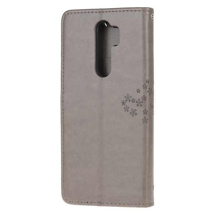 Imprint Workmanship Tree Owl Magnetic Wallet PU Leather Cover for Xiaomi Redmi Note 8 Pro - Grey-3