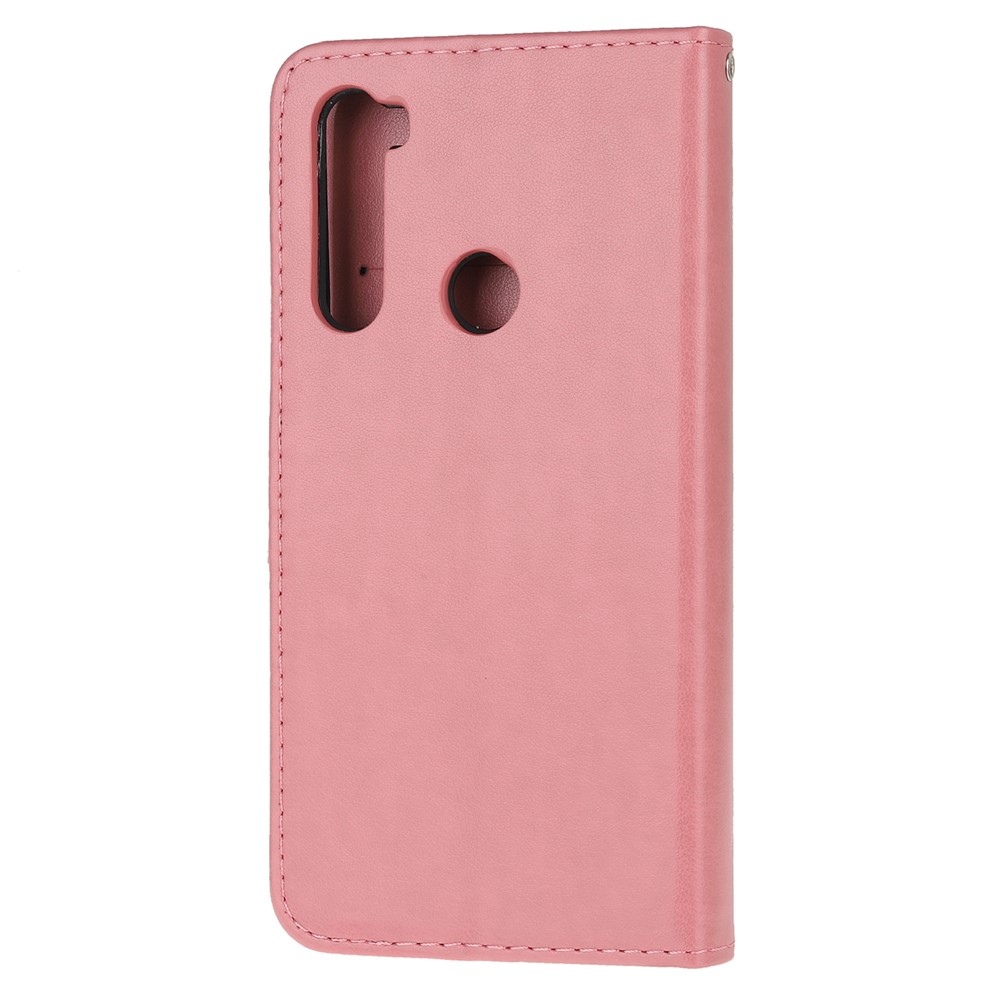 Imprint Butterfly Flower Leather Wallet Case for Xiaomi Redmi Note 8 - Pink-3