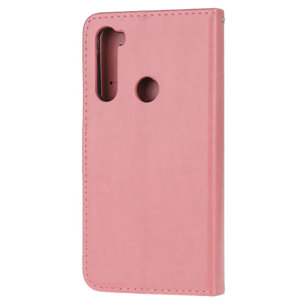 Empreinte Butterfly Flower en Cuir Portefeuille Pour Xiaomi Redmi Note 8 - Rose-3