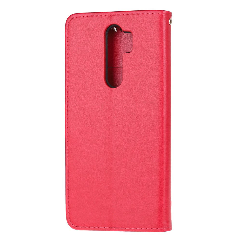 Imprint Butterfly Flower Leather Wallet Casing for Xiaomi Redmi Note 8 Pro - Rose-3