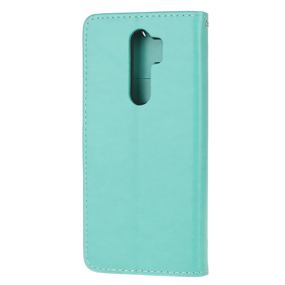 Imprint Butterfly Flower Leather Wallet Casing for Xiaomi Redmi Note 8 Pro - Green-3