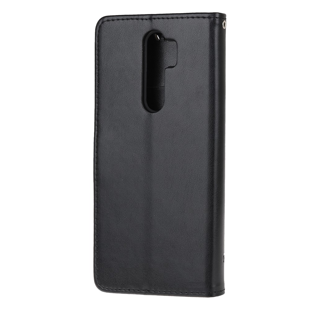 Imprint Butterfly Flower Leather Wallet Casing for Xiaomi Redmi Note 8 Pro - Black-3