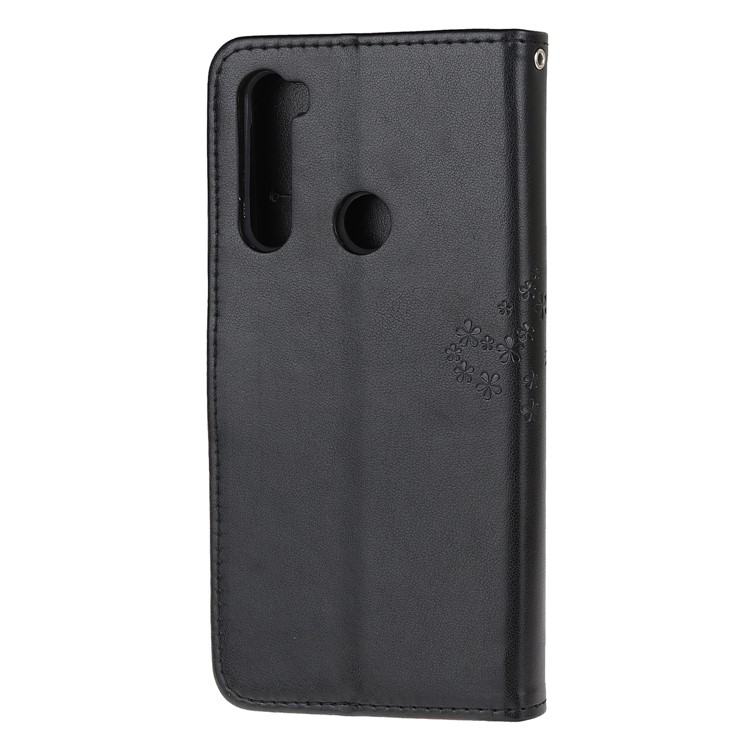 Imprint Tree Owl PU Leather Wallet Phone Cover with Stand for Xiaomi Redmi Note 8 - Black-3