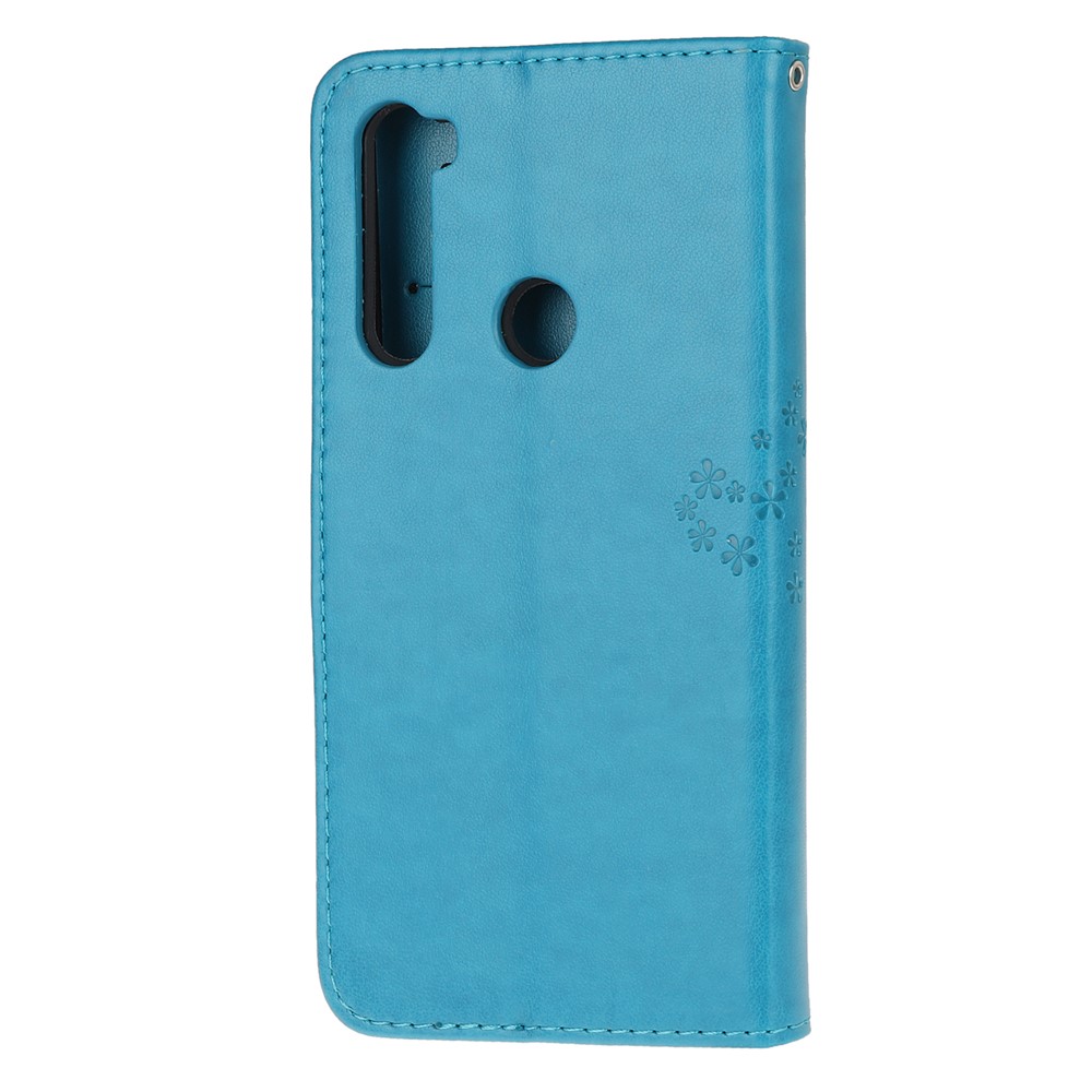 Treça de Impressão Owl PU Caurla Capela de Tole de Calura Com Stand Para Xiaomi Redmi Nota 8 - Azul-3