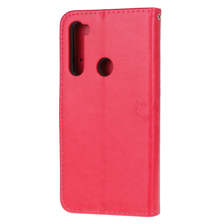 Imprint Tree Owl PU Leather Wallet Phone Cover with Stand for Xiaomi Redmi Note 8 - Rose-3