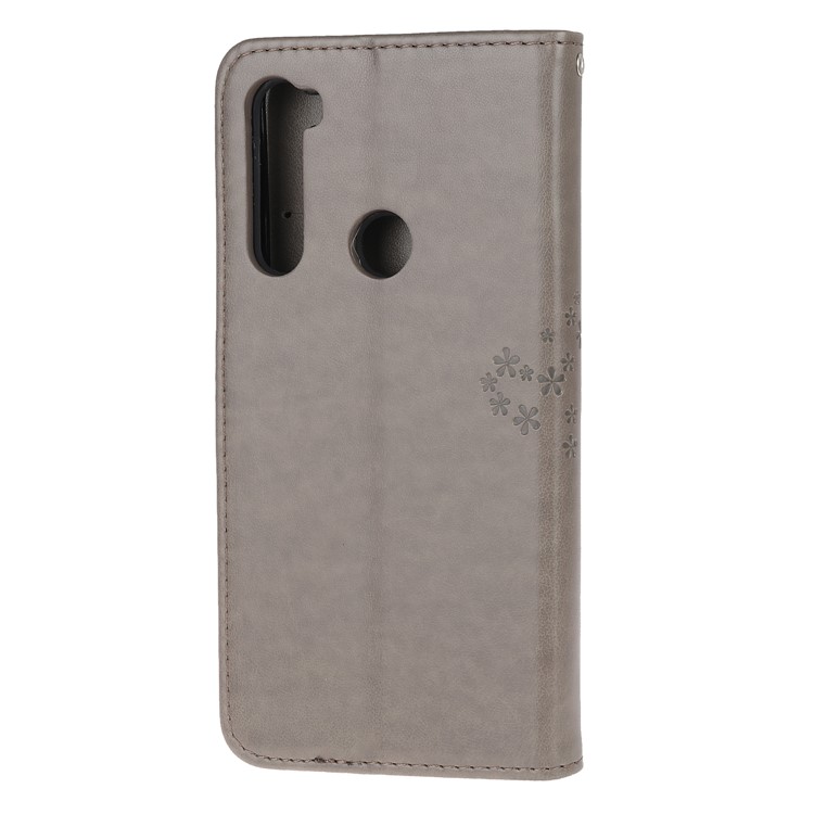 Imprint Tree Owl PU Leather Wallet Phone Cover with Stand for Xiaomi Redmi Note 8 - Grey-3