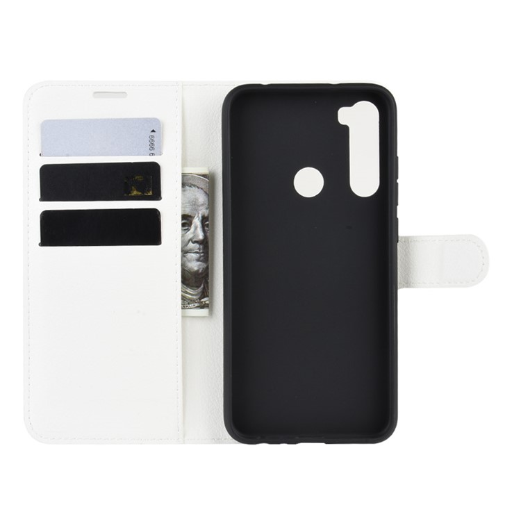 Litchi Skin Leather Wallet Stand Phone Case for Xiaomi Redmi Note 8 - White-3