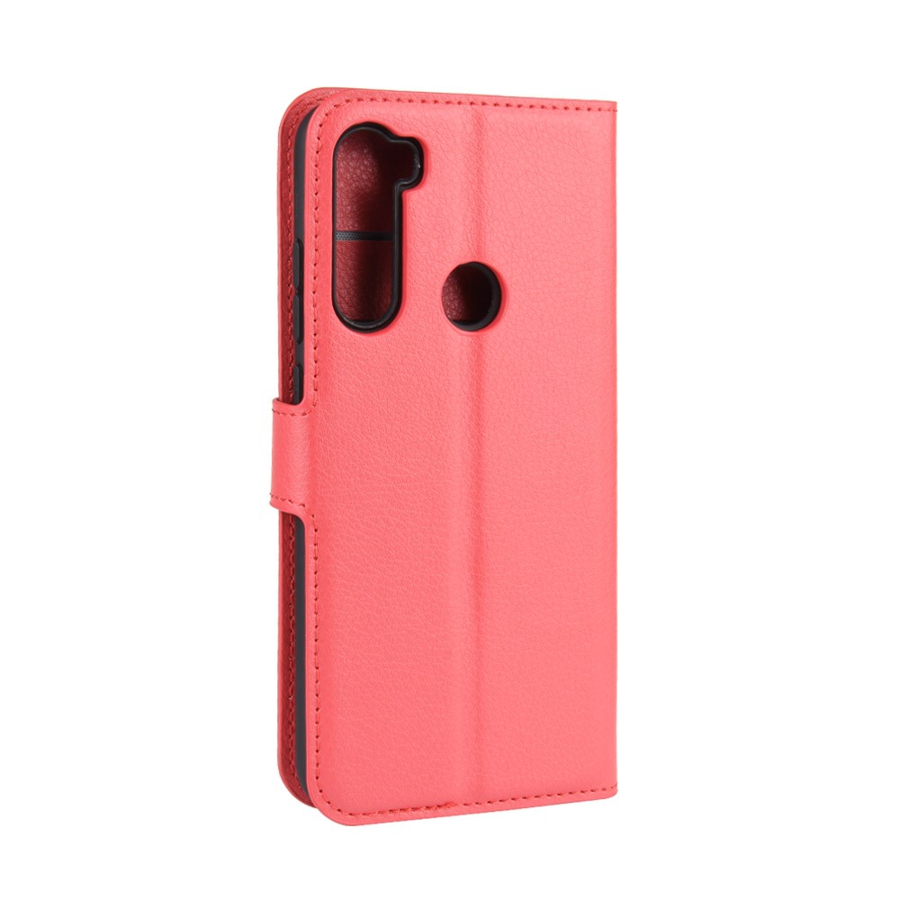 Litchi Skin Leather Wallet Stand Phone Case for Xiaomi Redmi Note 8 - Red-6