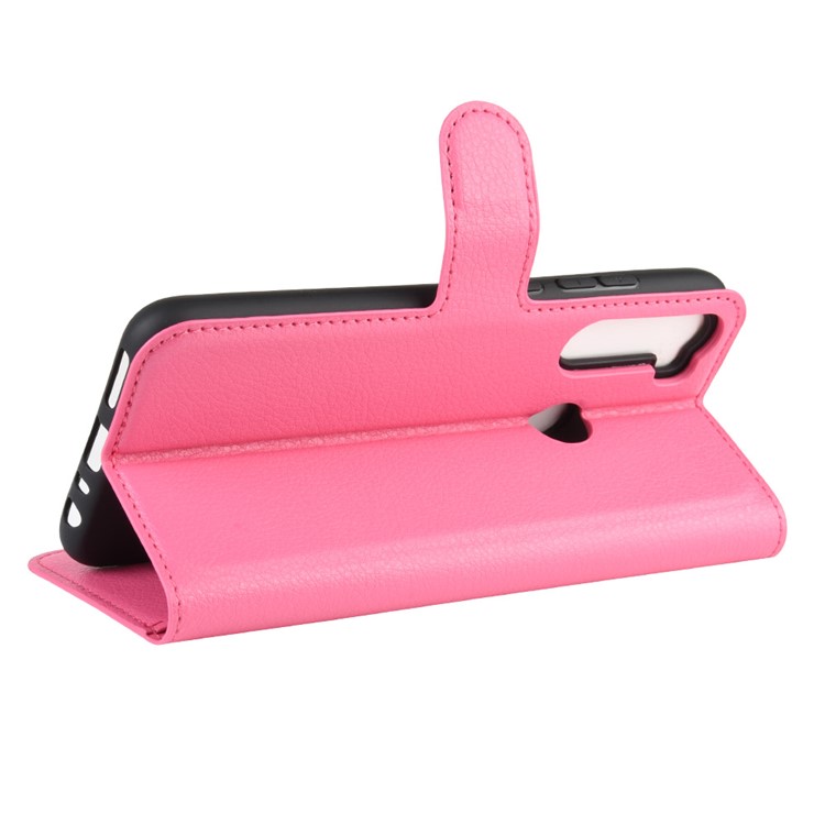 Litchi Skin Leather Wallet Stand Phone Case for Xiaomi Redmi Note 8 - Rose-5