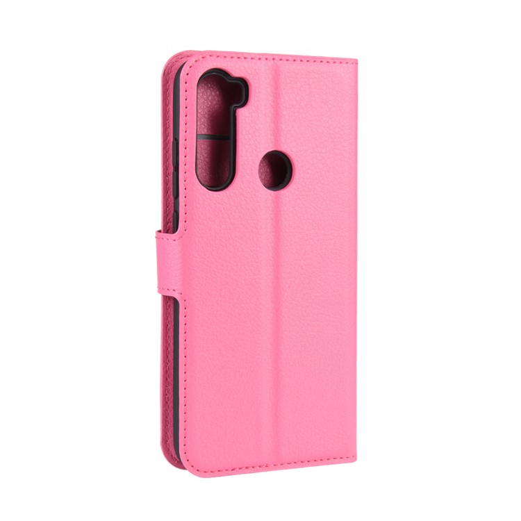 Litchi Skin Leather Stand Stand Phone Case Para Xiaomi Redmi Note 8 (2019/2021) - Rosa