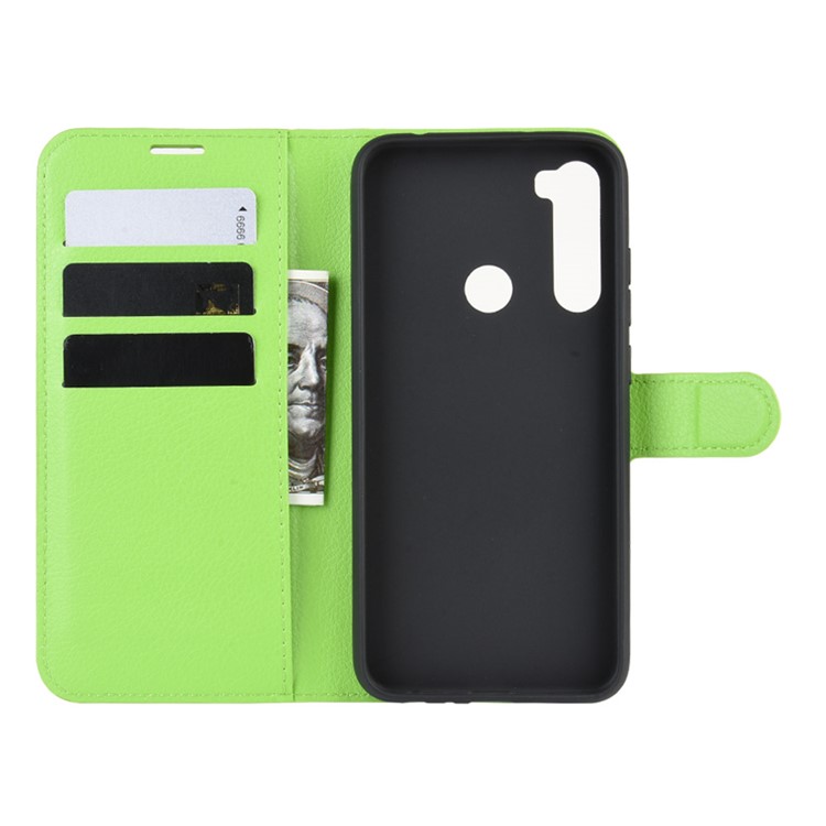 Litchi Skin Leather Wallet Stand Phone Case for Xiaomi Redmi Note 8 - Green-3