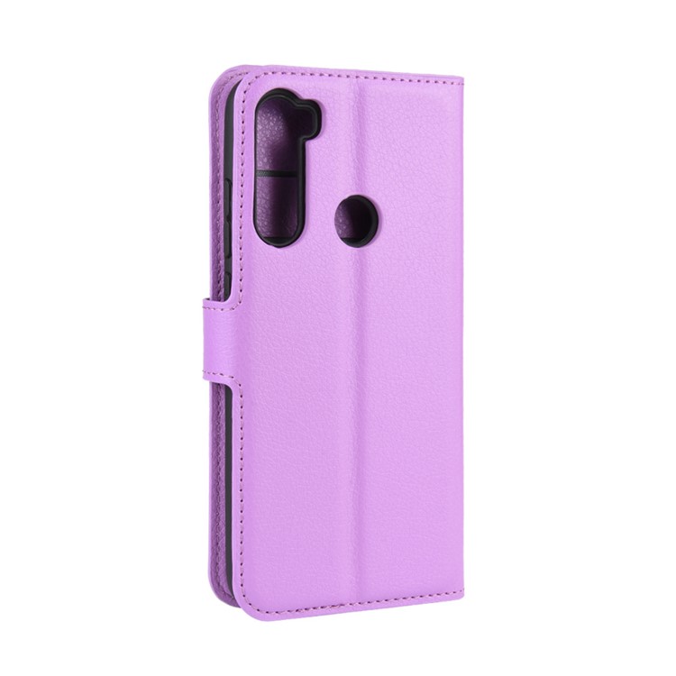 Litchi Skin Leather Wallet Stand Phone Case for Xiaomi Redmi Note 8 (2019/2021) - Purple-6