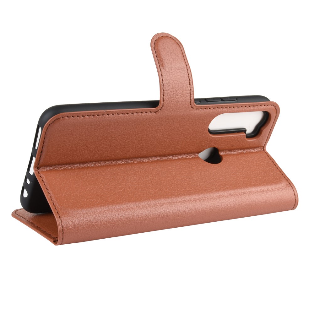 Litchi Skin Leather Wallet Stand Phone Case for Xiaomi Redmi Note 8 - Brown-5