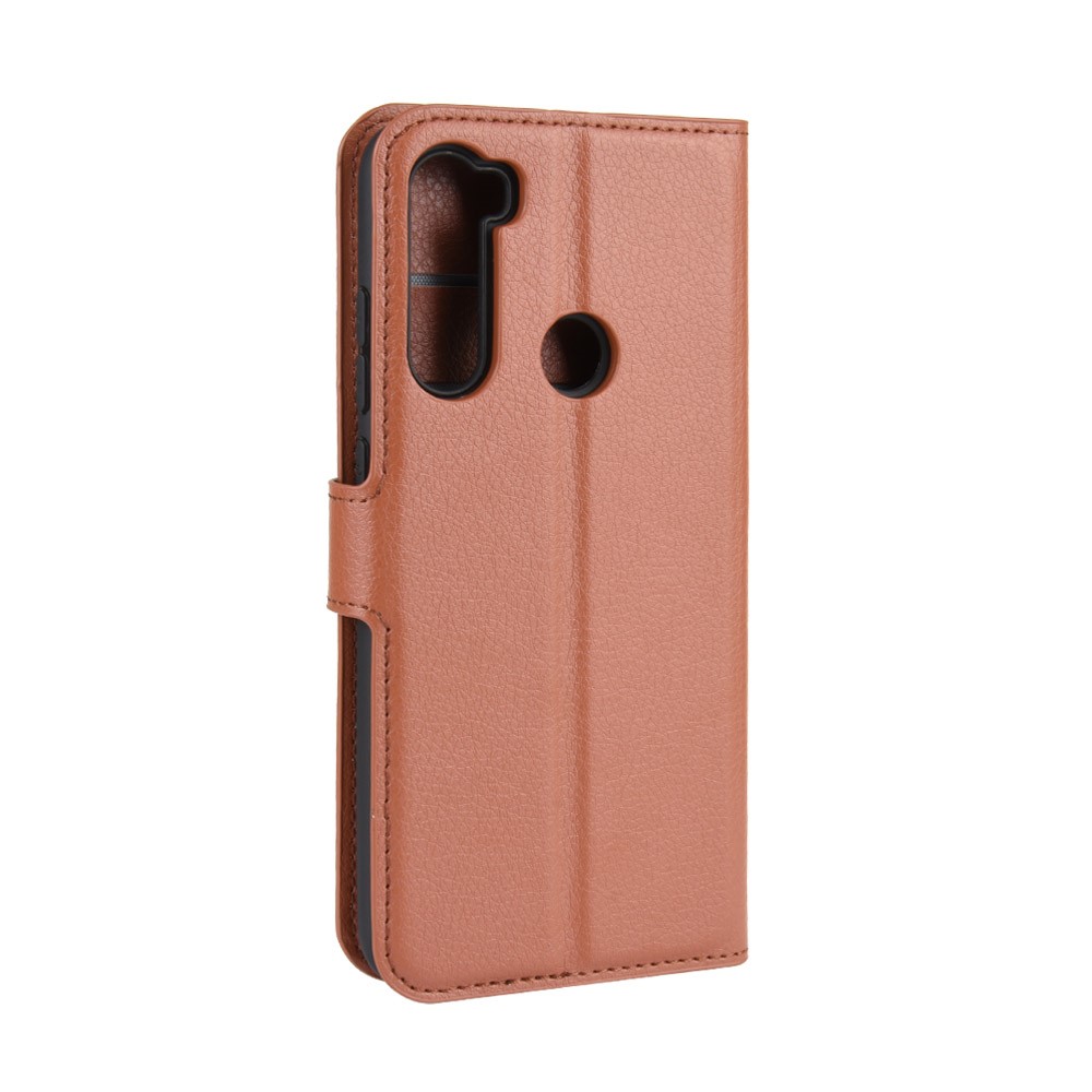 Litchi Skin Leather Wallet Stand Phone Case for Xiaomi Redmi Note 8 - Brown-6