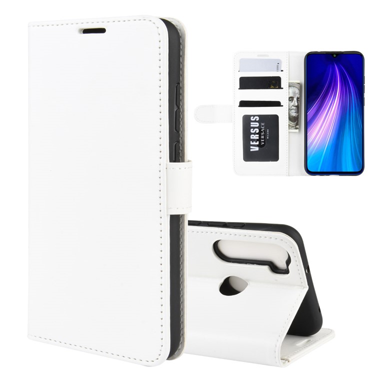 Crazy Horse Texture Wallet Stand Flip Leather Protective Case for Xiaomi Redmi Note 8 - White-2