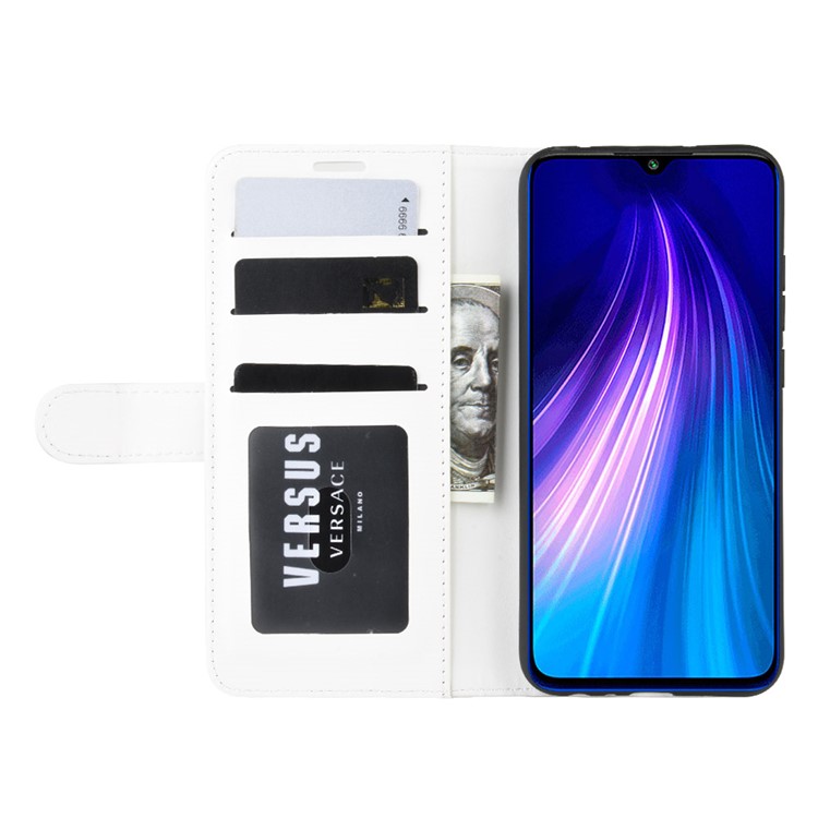 Crazy Horse Texture Wallet Stand Flip Leather Protective Case for Xiaomi Redmi Note 8 - White-6