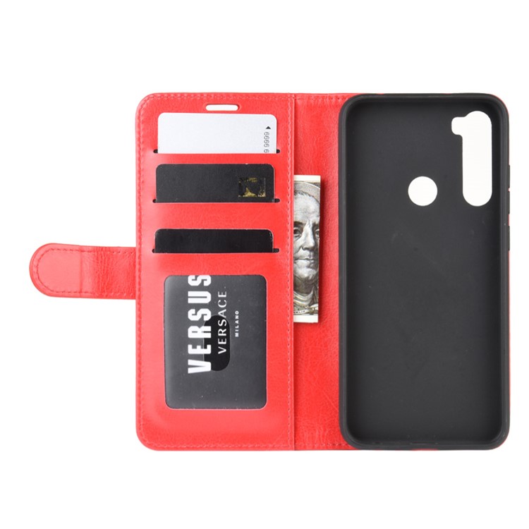 Crazy Horse Texture Wallet Stand Flip Leather Protective Case for Xiaomi Redmi Note 8 - Red-5
