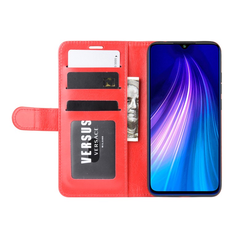 Crazy Horse Texture Wallet Stand Flip Leather Protective Case for Xiaomi Redmi Note 8 - Red-6