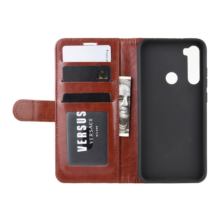 Crazy Horse Texture Wallet Stand Flip Leather Protective Case for Xiaomi Redmi Note 8 - Brown-5