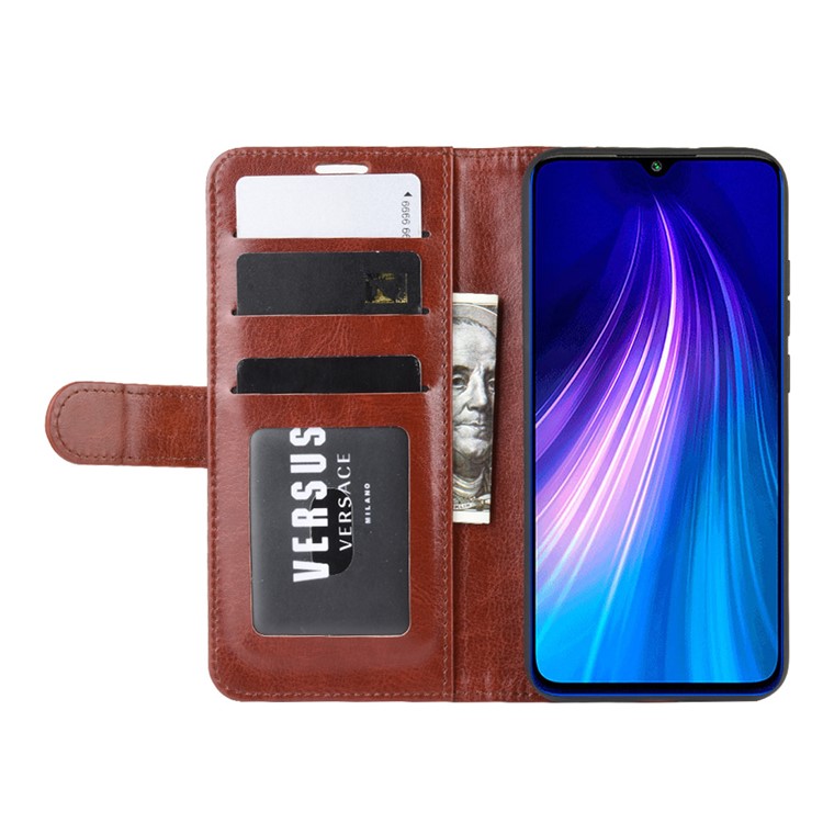 Crazy Horse Texture Wallet Stand Flip Leather Protective Case for Xiaomi Redmi Note 8 - Brown-6
