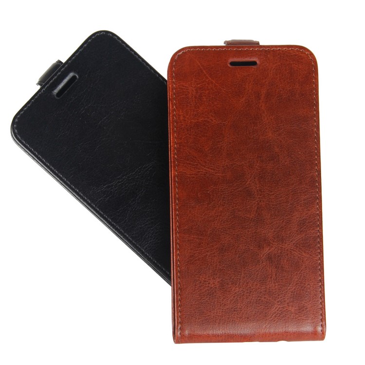 Crazy Horse Vertical Flip Leather Phone Basing Avec Support de Carte Pour Xiaomi Redmi Note 8 (2019/2021) - le Noir