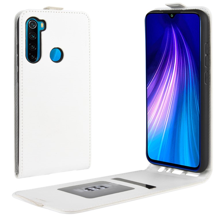 Crazy Horse Vertical Flip Leather Phone Casing with Card Holder for Xiaomi Redmi Note 8 - White-1