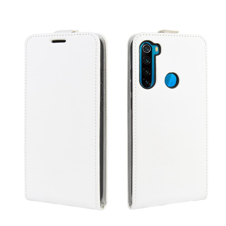 Crazy Horse Vertical Flip Leather Phone Casing with Card Holder for Xiaomi Redmi Note 8 - White-2