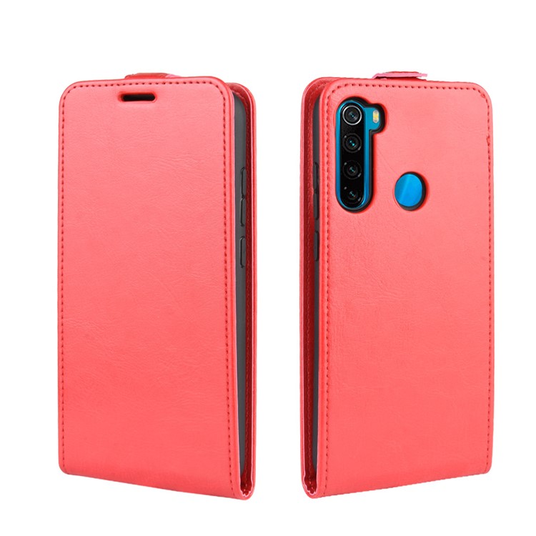 Crazy Horse Vertical Flip Leather Phone Casing with Card Holder for Xiaomi Redmi Note 8 - Red-2