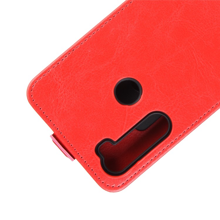 Crazy Horse Vertical Flip Leather Phone Casing with Card Holder for Xiaomi Redmi Note 8 - Red-3