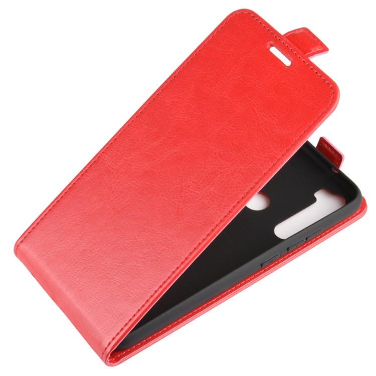 Crazy Horse Vertical Flip Leather Phone Casing with Card Holder for Xiaomi Redmi Note 8 - Red-4