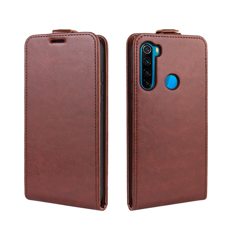 Crazy Horse Vertical Flip Leather Phone Casing with Card Holder for Xiaomi Redmi Note 8 - Brown-2