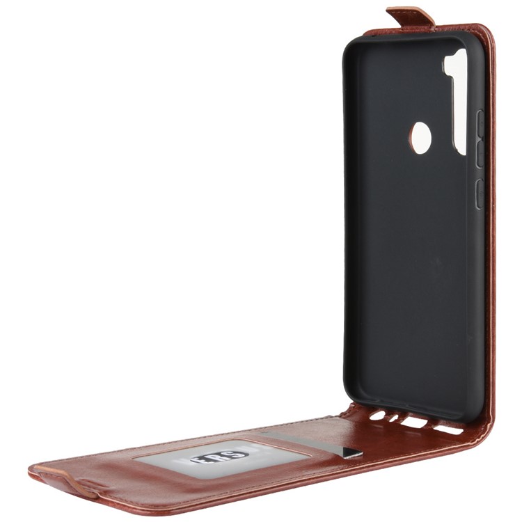 Crazy Horse Vertical Flip Leather Phone Casing with Card Holder for Xiaomi Redmi Note 8 - Brown-5