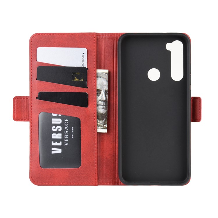Magnet Adsorption Flip Leather Wallet Case for Xiaomi Redmi Note 8 - Red-3