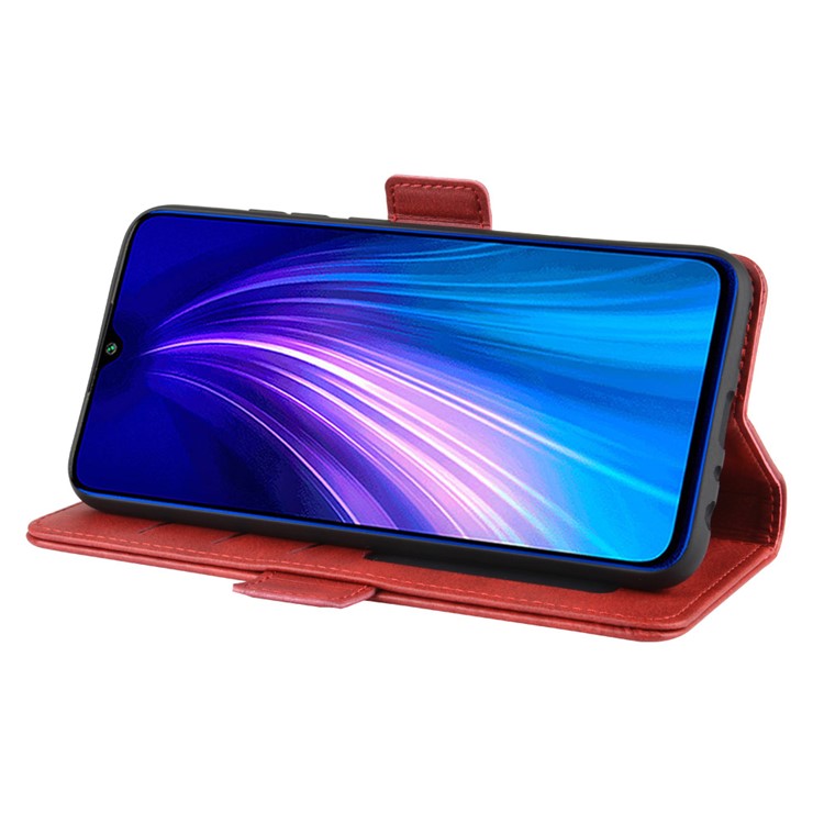 Magnet Adsorption Flip Leather Wallet Case for Xiaomi Redmi Note 8 - Red-5