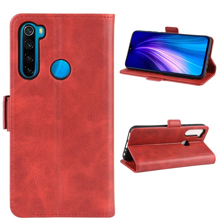 Magnet Adsorption Flip Leather Wallet Case for Xiaomi Redmi Note 8 - Red-6