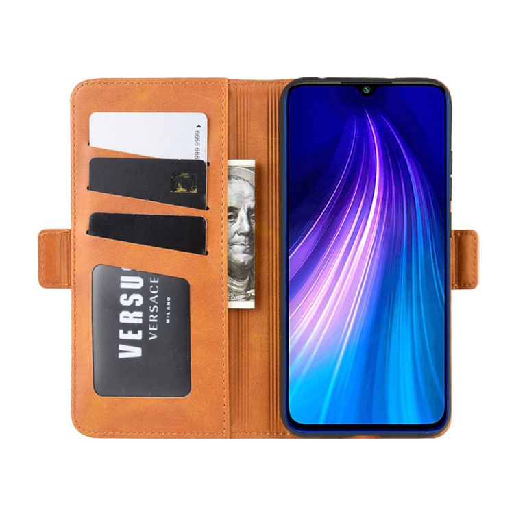 Magnet Adsorption Flip Leather Wallet Case for Xiaomi Redmi Note 8 - Brown-4