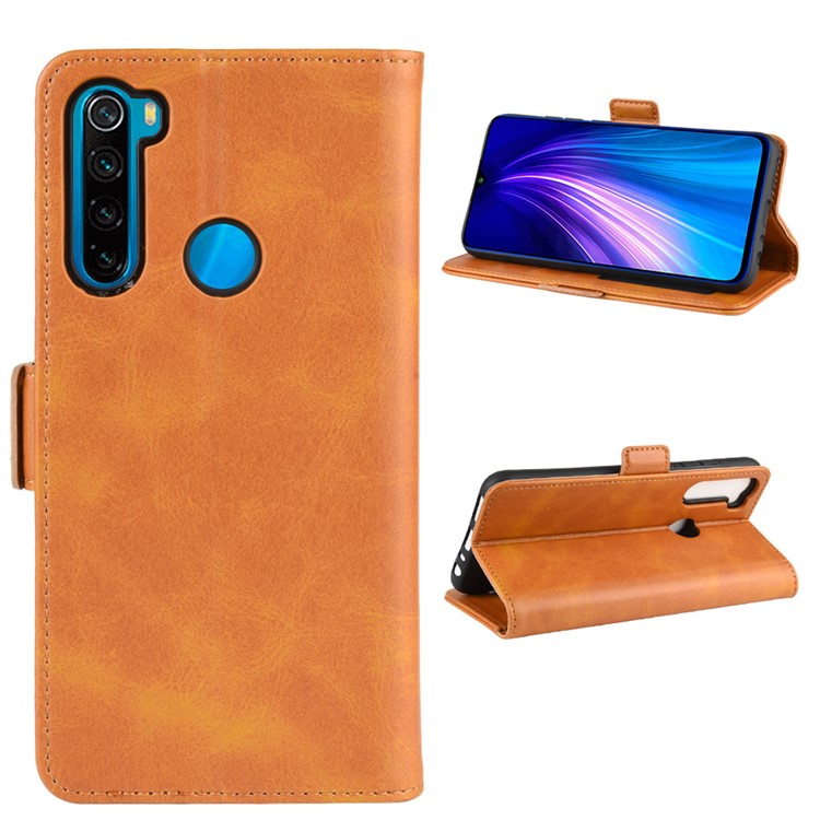 Magnet Adsorption Flip Leather Wallet Case for Xiaomi Redmi Note 8 - Brown-6