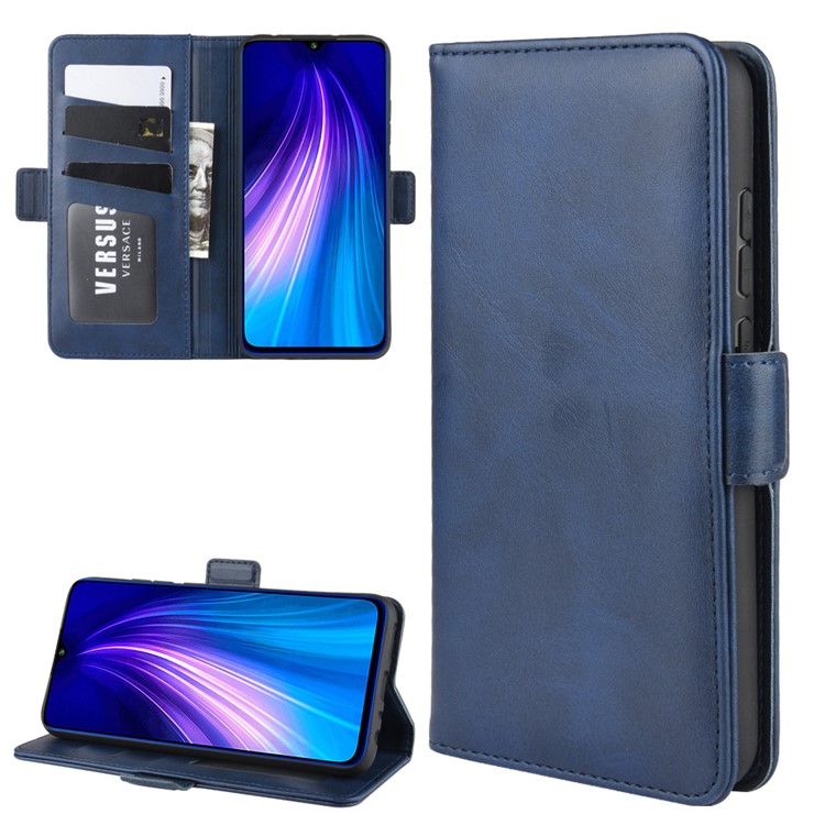 Magnet Adsorption Flip Leather Wallet Case for Xiaomi Redmi Note 8 - Blue-1
