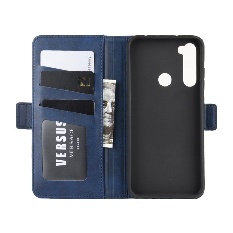 Magnet Adsorption Flip Leather Wallet Case for Xiaomi Redmi Note 8 - Blue-4