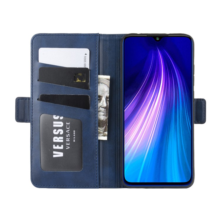 Magnet Adsorption Flip Leather Wallet Case for Xiaomi Redmi Note 8 - Blue-5