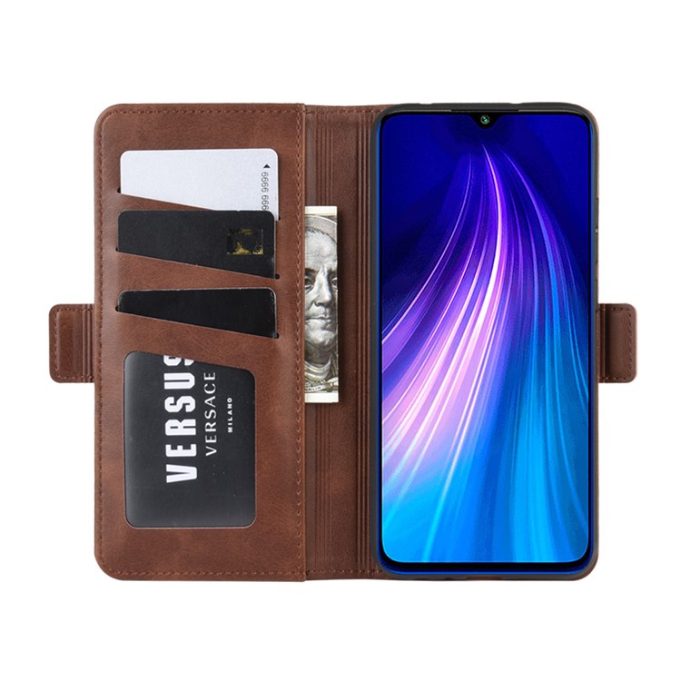 Magnet Adsorption Flip Leather Wallet Case for Xiaomi Redmi Note 8 - Coffee-4