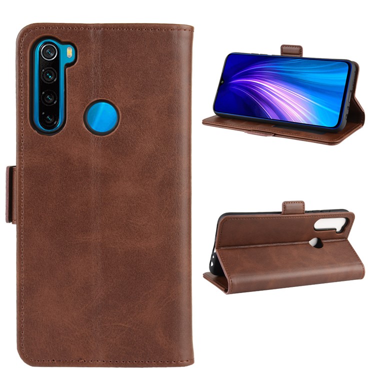 Magnet Adsorption Flip Leather Wallet Case for Xiaomi Redmi Note 8 - Coffee-6