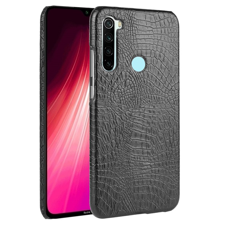 Crocodile Skin PU Leather+Coated PC Hard Casing for Xiaomi Redmi Note 8 - Black-1