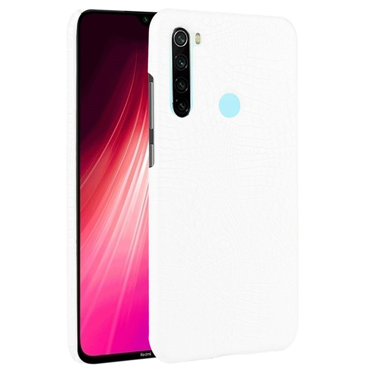 Crocodile Skin PU Leather Coated PC Hard Casing for Xiaomi Redmi Note 8 - White-1