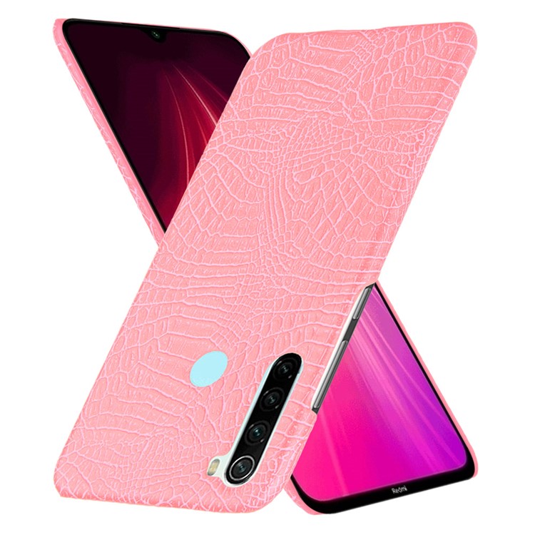 Crocodile Skin PU Leather Coated PC Hard Casing for Xiaomi Redmi Note 8 - Pink-2