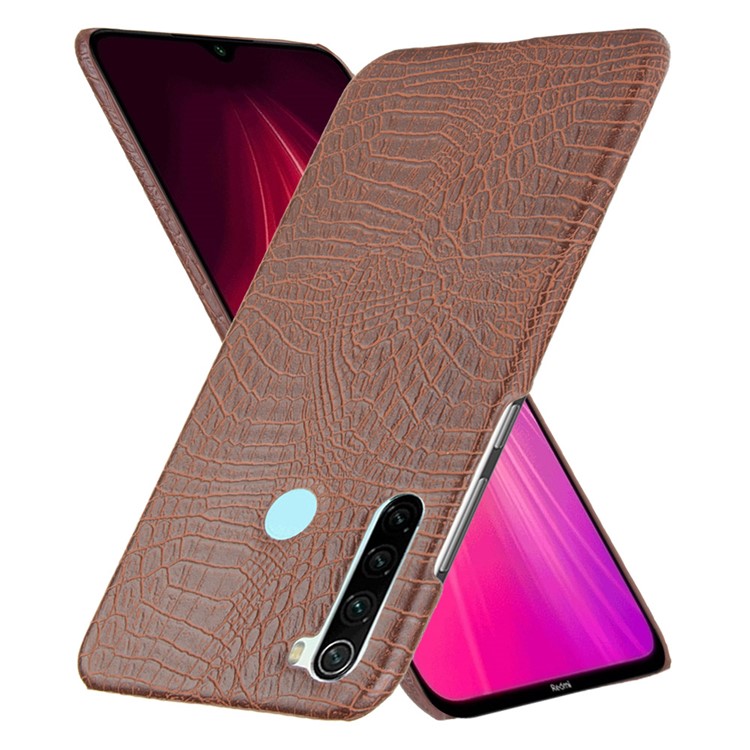 Crocodile Skin PU Leather Coated PC Hard Casing for Xiaomi Redmi Note 8 - Brown-2