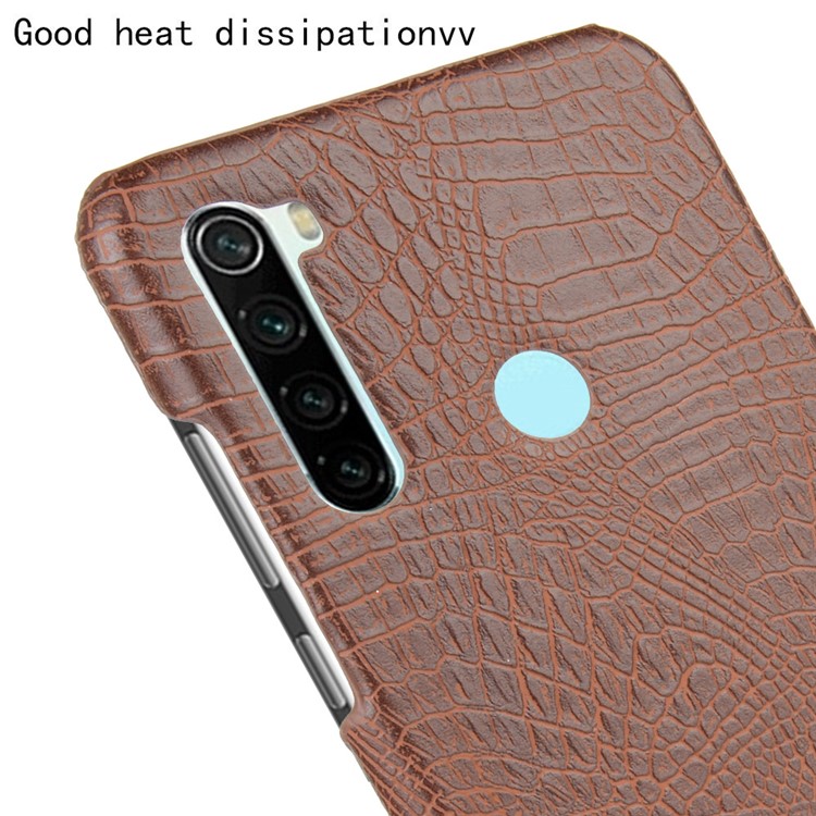 Crocodile Skin PU Leather Coated PC Hard Casing for Xiaomi Redmi Note 8 - Brown-5